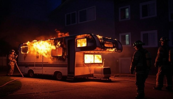 Пламъците са засегнали и част от фасадата на съседен жилищен блок