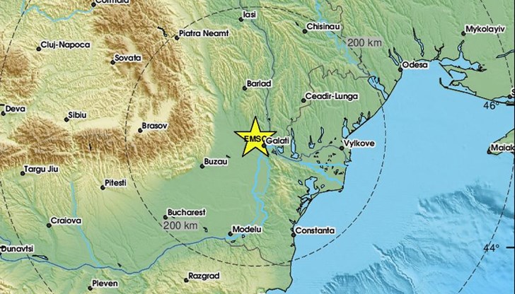Епицентърът на труса е на 14 километра от Галац Епицентърът на труса е на 14 километра от Галац