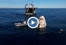 Морските бозайници придружиха приводняването на космическата капсула с астронавтиНеобичайна гледка