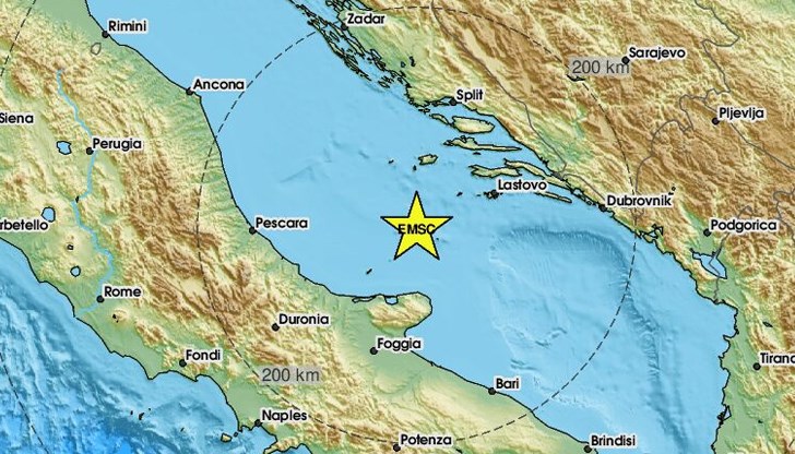 Трусът е бил на разстояние 120 километра от град Фоджа Трусът е бил на разстояние 120 километра от град Фоджа