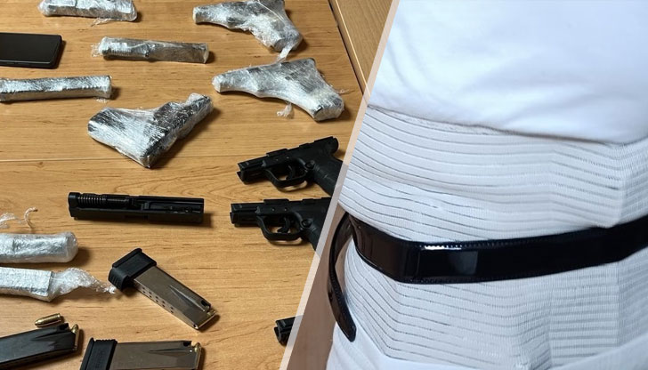 Шест пистолета и 96 патрона са били открити прикрепени към