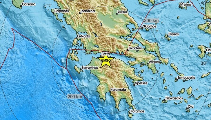 Трусът е регистриран в 21:44 часа местно време