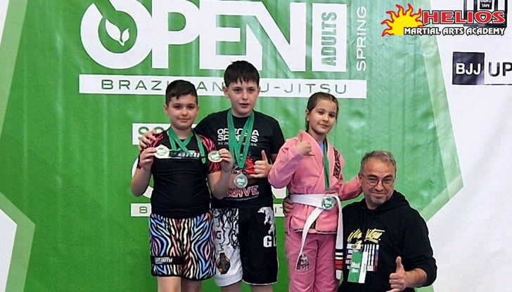 Четирима млади състезатели от клуб „ХЕЛИОС" спечелиха общо шест отличия на Sofia Open BJJ Spring 2025