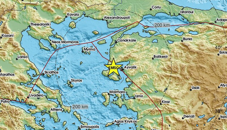 Трусът е регистрирано късно снощи на 131 километра от турския