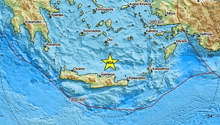 Трусът е регистриран днес в 18:10 часаЗеметресение с магнитуд 3.5