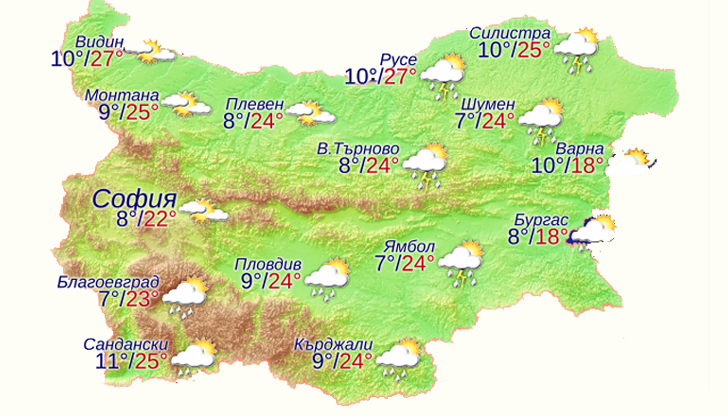 Температурите ще достигнат до 27 градуса, но следобедните валежи ще