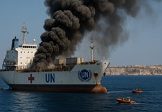 Няма пострадали сред 16 те души на бордаКораб превозващ хуманитарна помощ