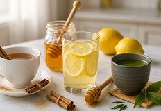 Топлата вода с лимон и мед канеленият и зеленият чай