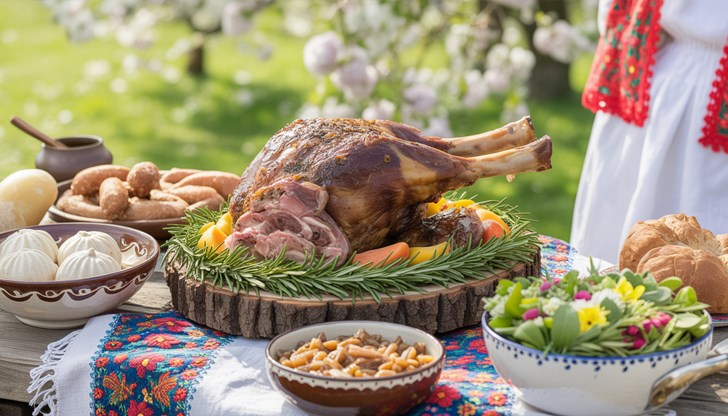Традицията повелява агнешкото печено, дроб сармата и обредният хляб да са в центъра на празничното меню за 6 май Традицията повелява агнешкото печено, дроб сармата и обредният хляб да са в центъра на празничното меню за 6 май