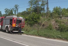 Сухи треви се запалиха от искри при движението на вагонитеПожар