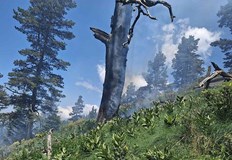 Огънят гори на 2000 метра височина екипи от ПБЗН и