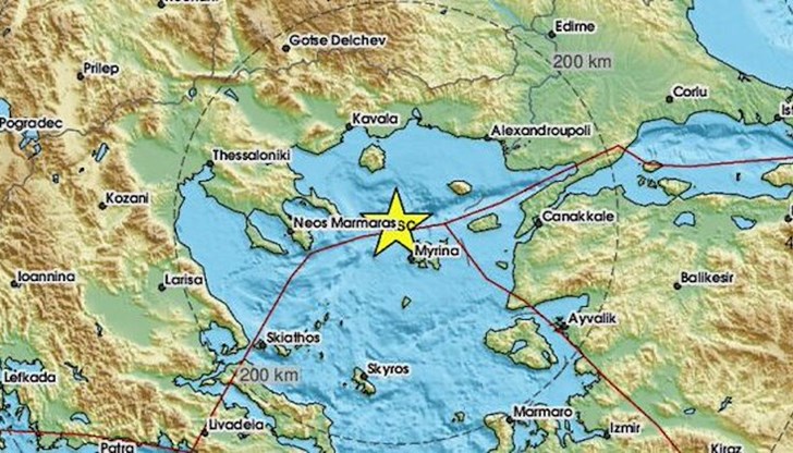 Трусът е усетен в различни части на Северна Гърция и България Трусът е усетен в различни части на Северна Гърция и България