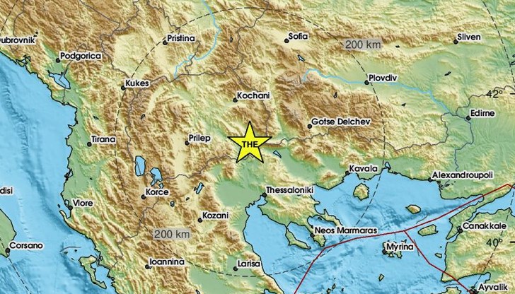 Трусът се усети в района на Струмица, близо до българската граница Трусът се усети в района на Струмица, близо до българската граница