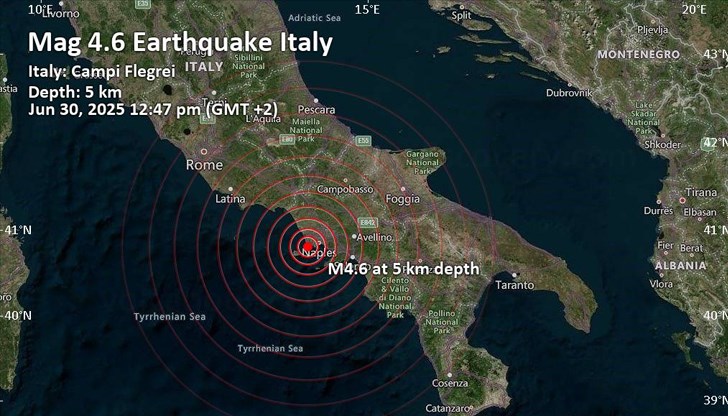 Епицентърът е бил във вулканично активната зона Флегрейски полета, на дълбочина от 5 километра