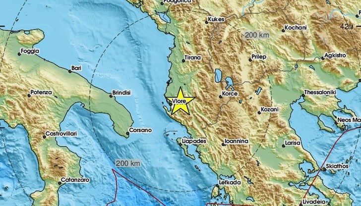 Трусът е регистриран близо до Елбасан с дълбочина 5 километра Трусът е регистриран близо до Елбасан с дълбочина 5 километра