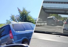 Джип яхна кола в посока СозополНеобичаен пътен инцидент се случи