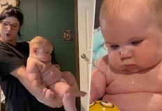 Лекарите уверяват че детето е здраво въпреки големия размер4 месечното бебе