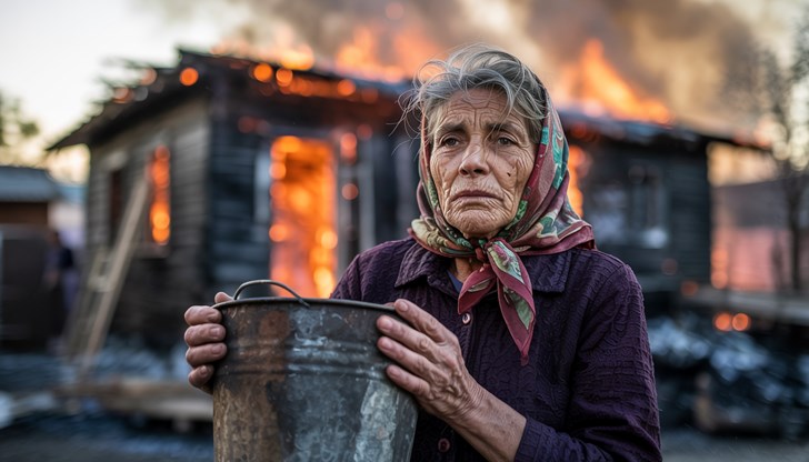 Голям пожар в свищовското село Александрово изпрати възрастна стопанка в болница, а огнеборци и доброволци водиха борба с огнената стихия