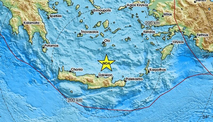 Трусът е регистриран тази сутрин в ранните часове край гръцкия остров