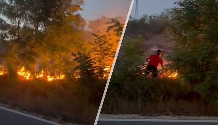 Огънят се разпространява на няколко фронтаПожар обхваща района край село