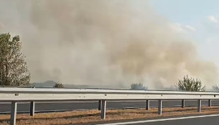 Пламнали са сухи треви в района на 232-ия километър на