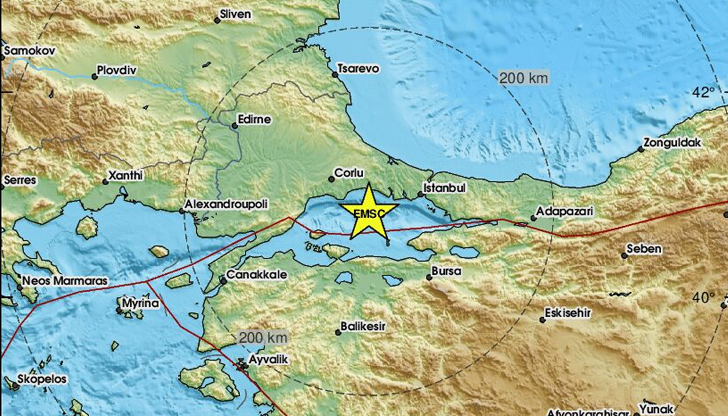 Tрусът е регистриран днес следобед в 13:36 часаЗеметресение с магнитуд