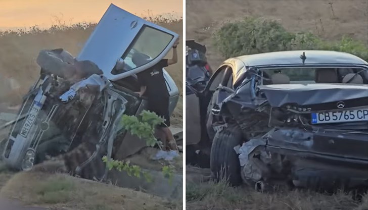 Движението в посока София е временно преустановено на 297-ия километър, два автомобила са в канавката