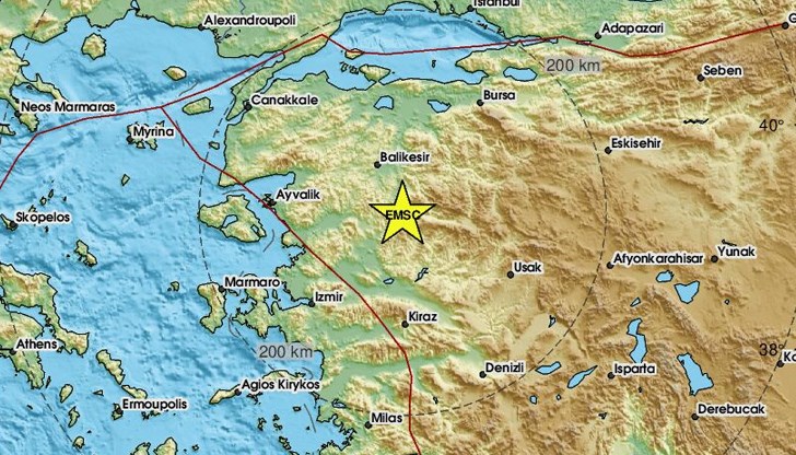 Трусът е регистриран край град Съндъргъ и е усетен в Истанбул, Бурса и Измир Трусът е регистриран край град Съндъргъ и е усетен в Истанбул, Бурса и Измир