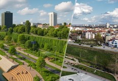 Проектът показва зелени зони велоалеи и амфитеатрална сцена каквито липсват