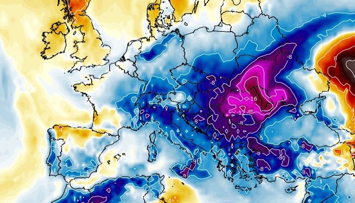 Американският модел GFS предвижда рязко застудяване