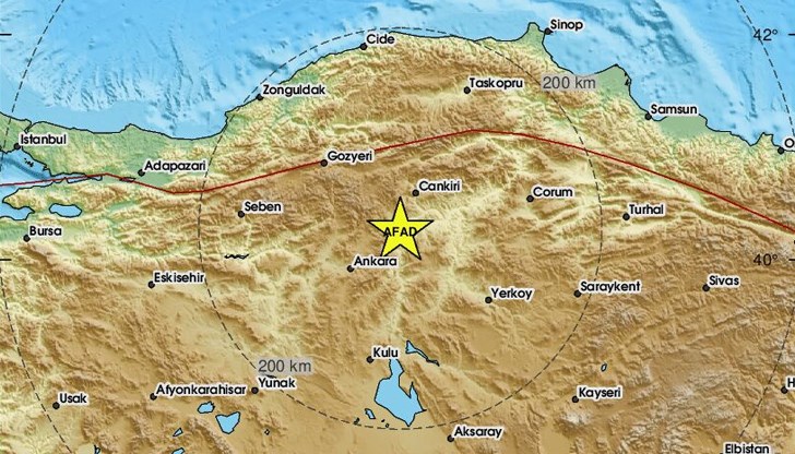 Трусът е усетен на 17 км северно от град Калечик