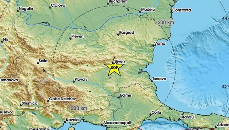 Трусът е отчетен в 02:48 часа българско време