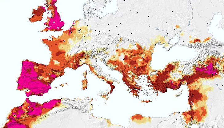 В над 80% от континента температурите са с 2-3°C над нормата, Турция регистрира първата си температура над 50°C