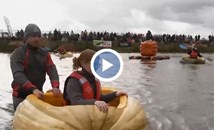 Белгийци се надпреварваха с лодки от гигантски тикви