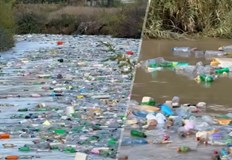 Хиляди пластмасови бутилки задръстиха реката край ТетовоВидеоклип с хиляди пластмасови