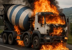 Техническа неизправност е причинила огъняБетоновоз МАН се запали вчера сутринта