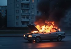 Пламъците са тръгнали от двигателния отсекАвтомобил Ауди А3 се е