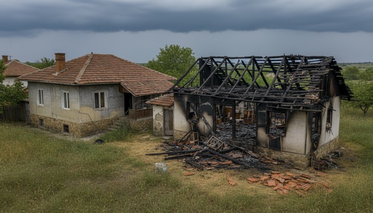 Изгорели са покривната конструкция, мебели и вещи Изгорели са покривната конструкция, мебели и вещи