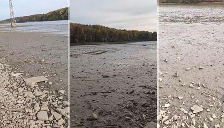 Източването заради ремонт на дигата разкри кал и тиняДрастично намаляло