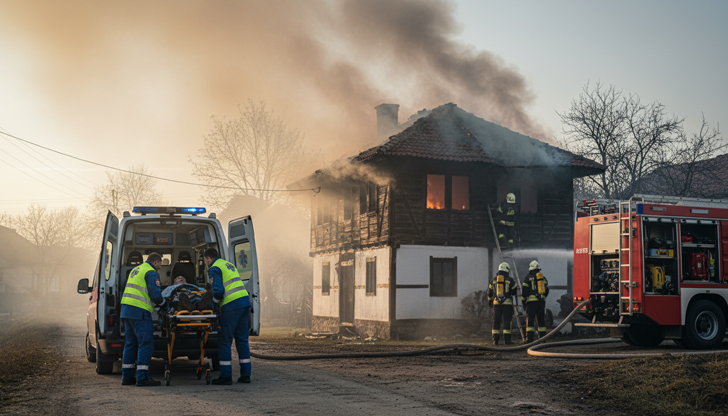 Собственикът на имота е откаран в болница със съмнение за