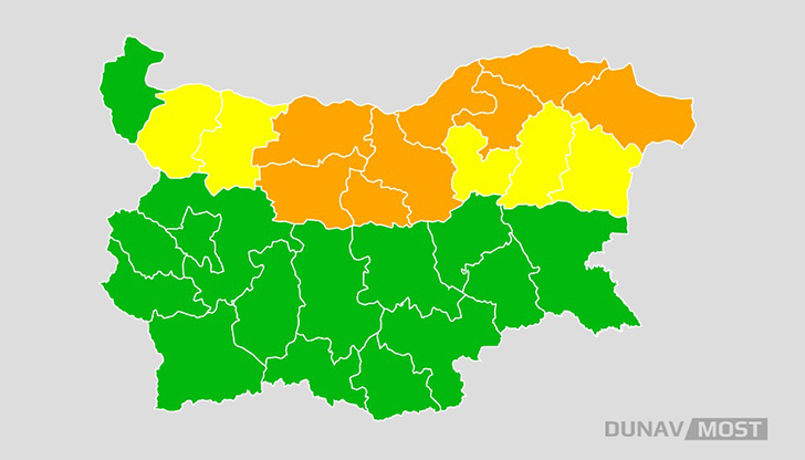 НИМХ обяви оранжев код за Русе и още шест области