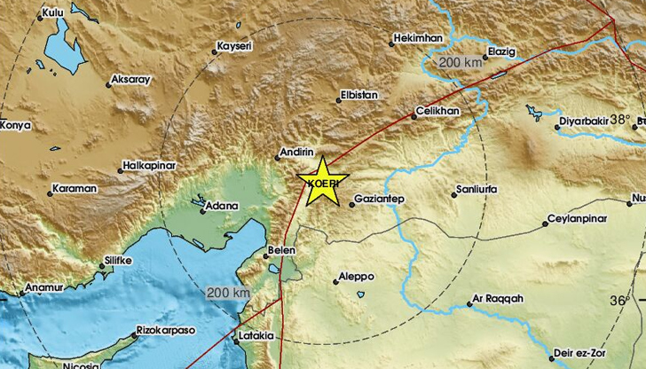 Трус с магнитуд 3,8 е регистриран близо до Газиантеп и