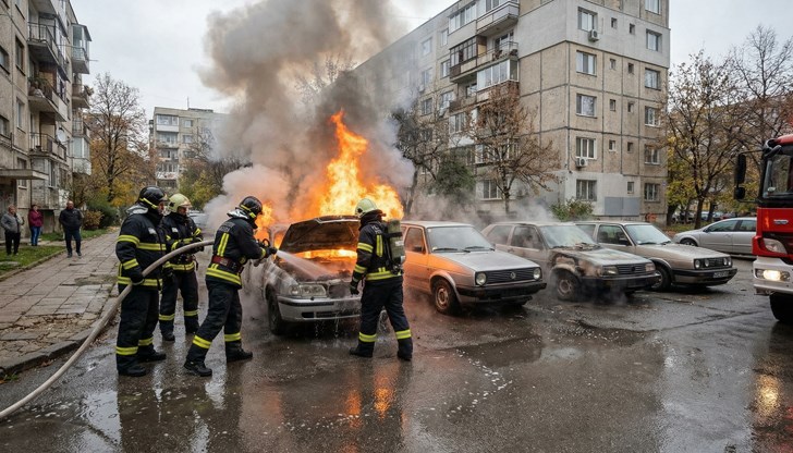 Огнен инцидент с четири коли вдигна на крак пожарната Огнен инцидент с четири коли вдигна на крак пожарната