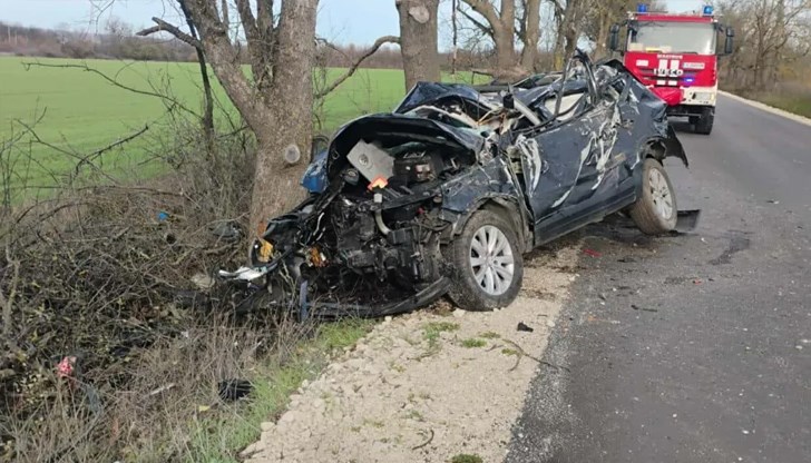 Шофьорът загина на място при удара в дърво