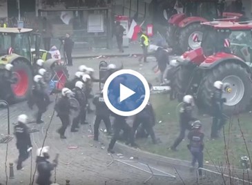 Сблъсъци между полицията и протестиращи фермери в Брюксел