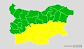Жълт код за интензивни валежи в 10 области на Южна България