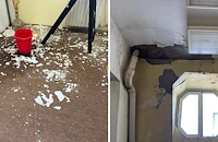 Течове и падаща мазилка в Доходното здание след недовършен ремонт