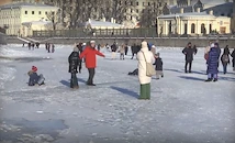 Санкт Петербург се превърна в гигантска ледена пързалка