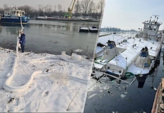 Дрон наблюдава Дунав при Русе заради баржата в ГюргевоНяма опасност