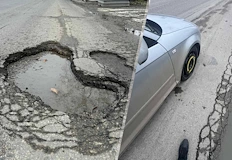 Граждани се оплакват от опасни кратери в посока Дунав мостОпасна